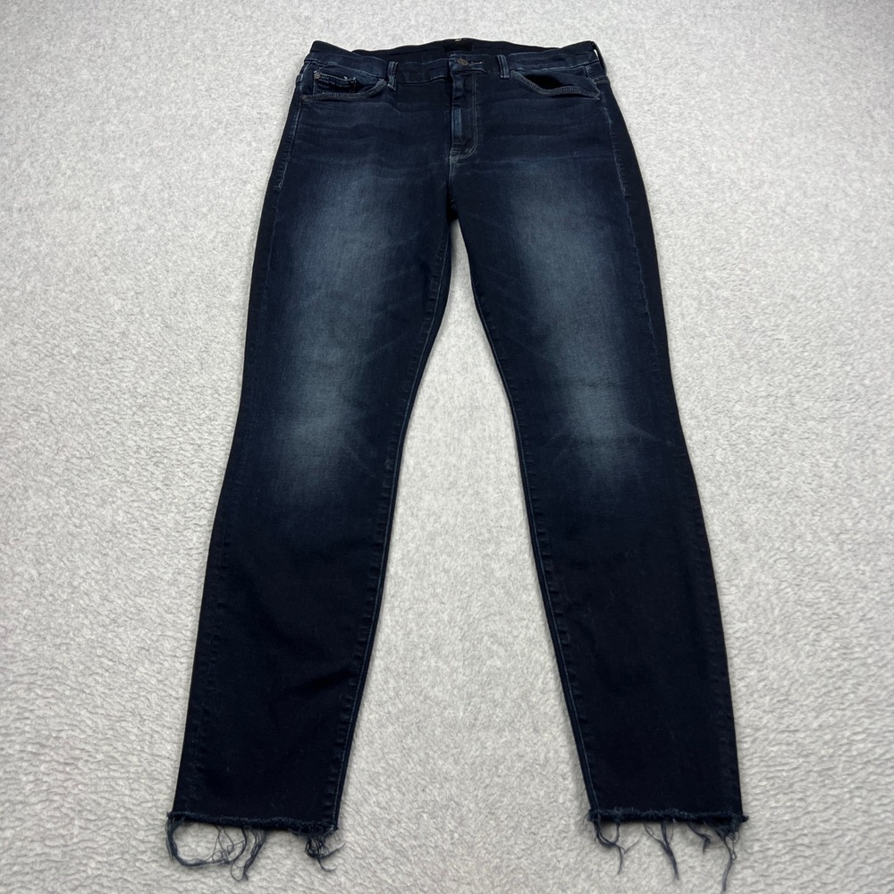 Mother Looker Ankle Fray Jeans Women 29 Blue Dark High Waisted Last Call Stretch